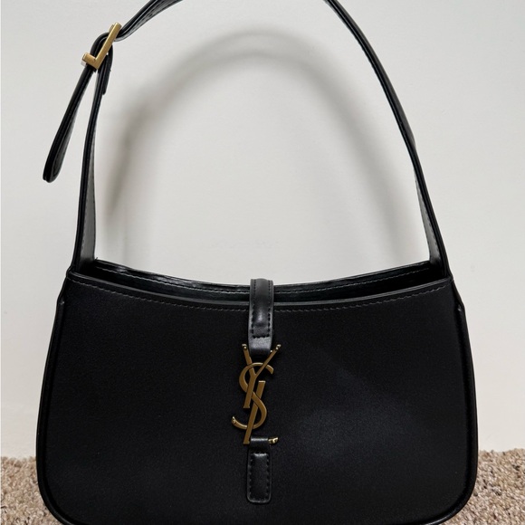 Saint Laurent Handbags - Saint Laurent Le 5 á 7 Black Shoulder Bag with Brass Hardware